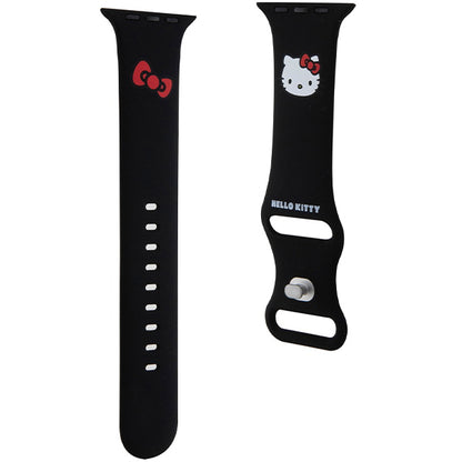 Remen Hello Kitty Silicone Kitty Head za Apple Watch 49mm / 46mm / 45mm / 44mm / 42mm serije, Crni