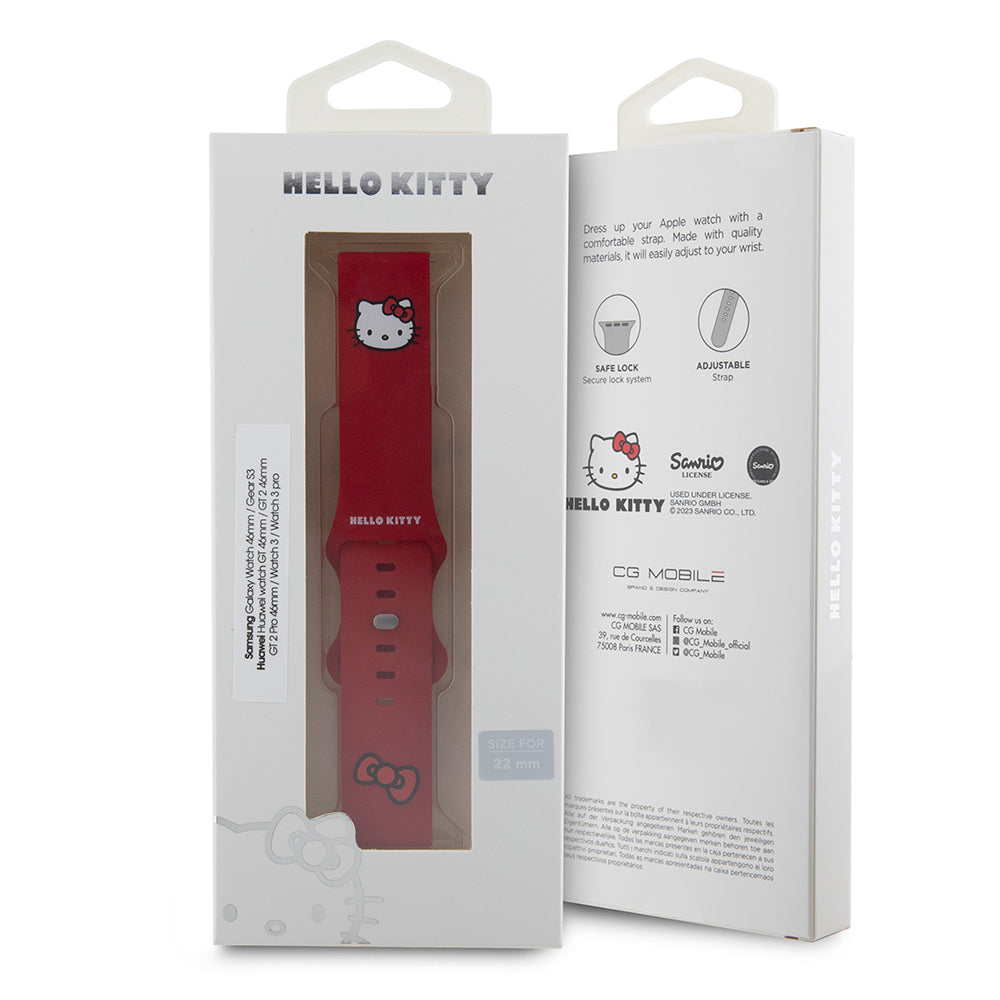 Remen Hello Kitty Silicone Kitty Head za Samsung Galaxy Watch / Huawei Watch 46mm / 45mm / 41mm serije, crveni.