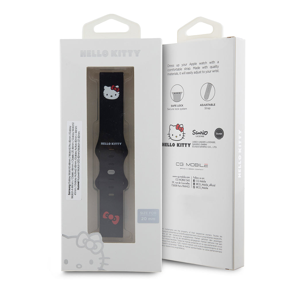 Remen Hello Kitty Silicone Kitty Head za Samsung Galaxy Watch / Huawei Watch Series, Crni