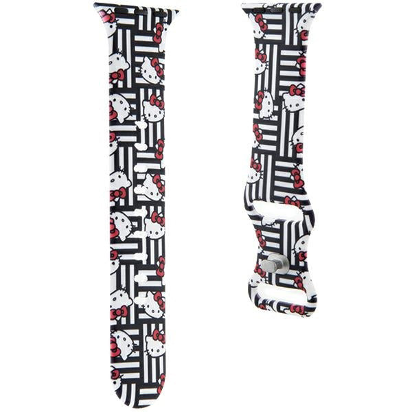 Remen Hello Kitty Silicone Kitty Heads & Stripes za Apple Watch 42mm / 41mm / 40mm / 38mm seriju, Crni