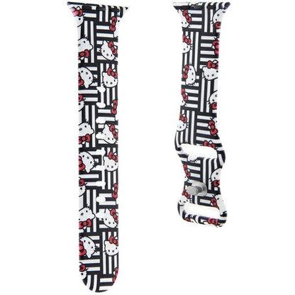 Remen Hello Kitty Silicone Kitty Heads & Stripes za Apple Watch 42mm / 41mm / 40mm / 38mm seriju, Crni