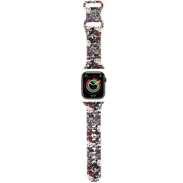 Remen Hello Kitty Silicone Tags Graffiti za Apple Watch 42mm / 41mm / 40mm / 38mm serije, Bež