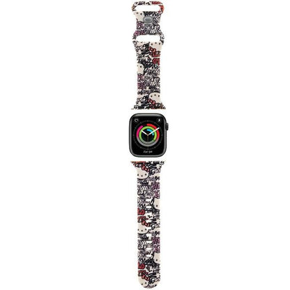 Remen Hello Kitty Silicone Tags Graffiti za Apple Watch 42mm / 41mm / 40mm / 38mm serije, Bež