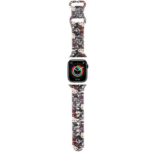 Remen Hello Kitty Silicone Tags Graffiti za Apple Watch 42mm / 41mm / 40mm / 38mm serije, Bež