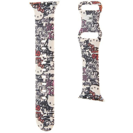 Remen Hello Kitty Silicone Tags Graffiti za Apple Watch 42mm / 41mm / 40mm / 38mm serije, Bež
