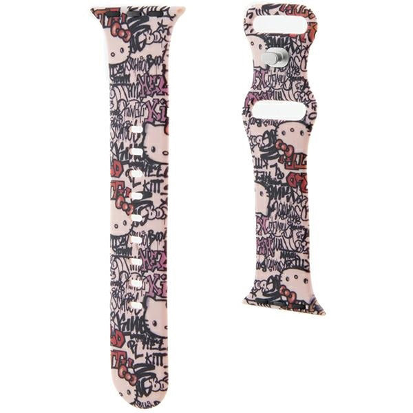Remen Hello Kitty Silicone Tags Graffiti za Apple Watch 42mm / 41mm / 40mm / 38mm serije, Roza