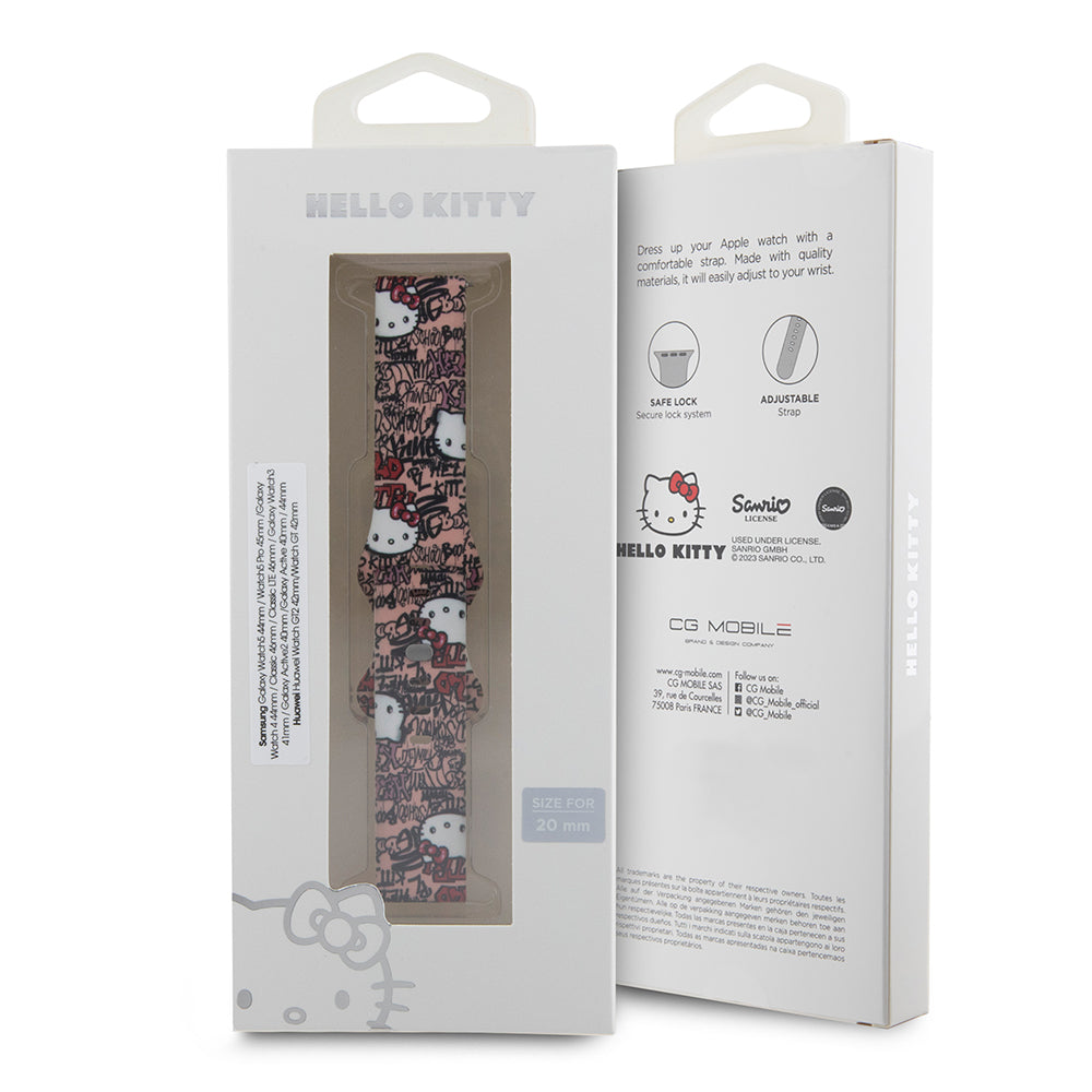 Remen Hello Kitty Silicone Tags Graffiti za Samsung Galaxy Watch / Huawei Watch Series, Roza