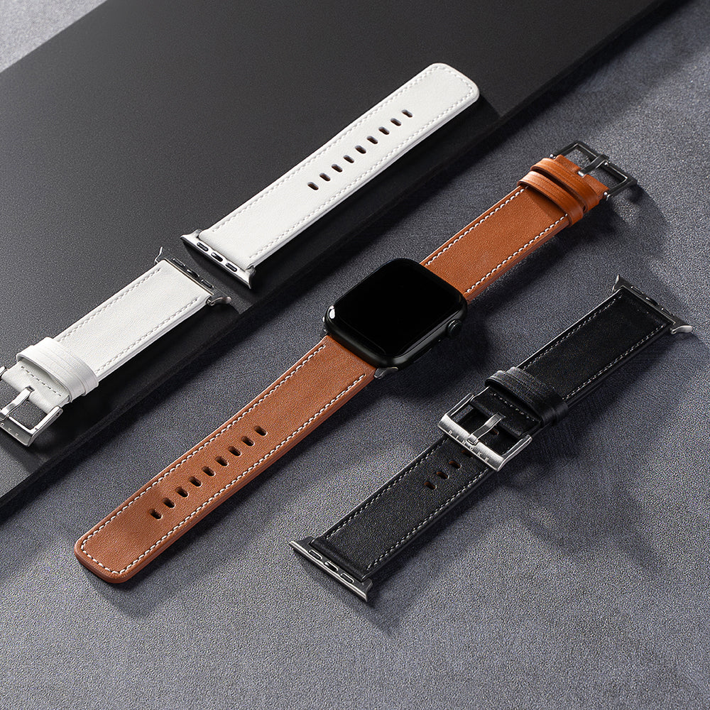 Remen Ringke Leather One za Apple Watch 49mm / 46mm / 45mm / 44mm / 42mm seriju, crni