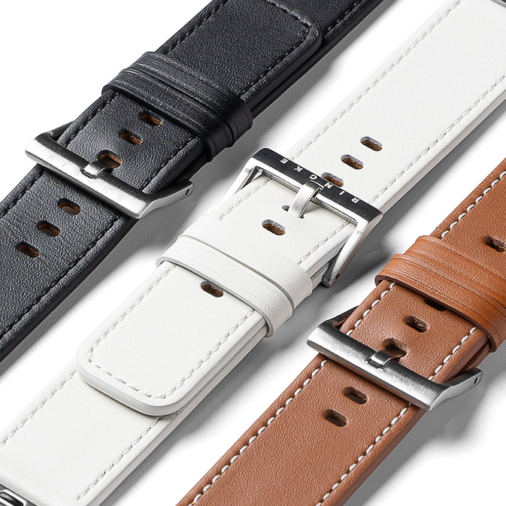 Remen Ringke Leather One za Apple Watch 49mm / 46mm / 45mm / 44mm / 42mm seriju, crni