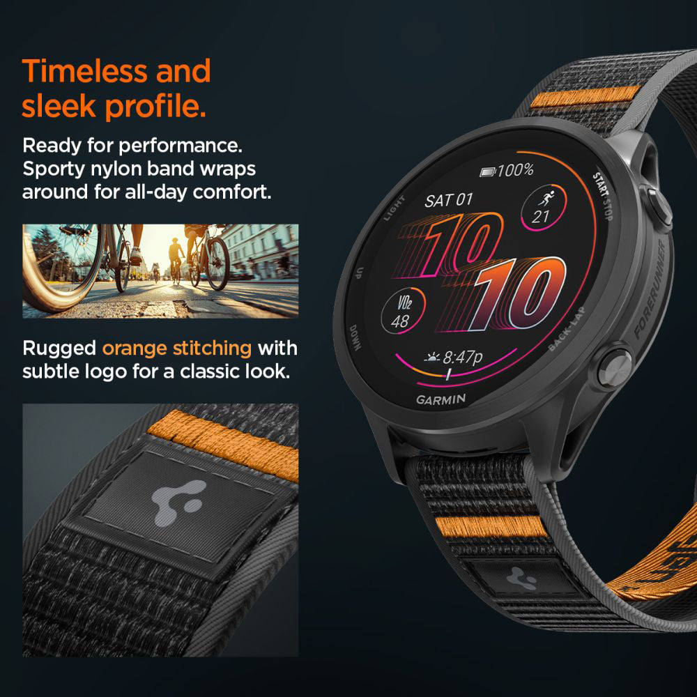 Remen Spigen Athlex Air 2 za Garmin Watch Venu / Forerunner Series, 22mm, Crno Narančasta AMP11425