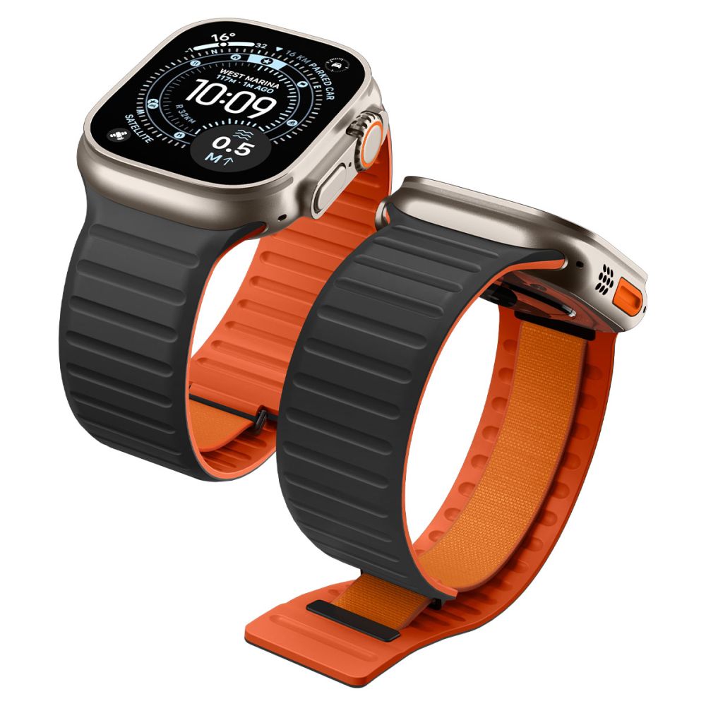 Spigen Athlex Air M remen za Apple Watch 49mm / 46mm / 45mm / 44mm Series, Crno Narančasta AMP11534