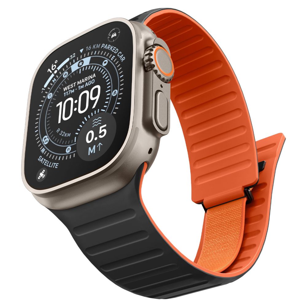Spigen Athlex Air M remen za Apple Watch 49mm / 46mm / 45mm / 44mm Series, Crno Narančasta AMP11534