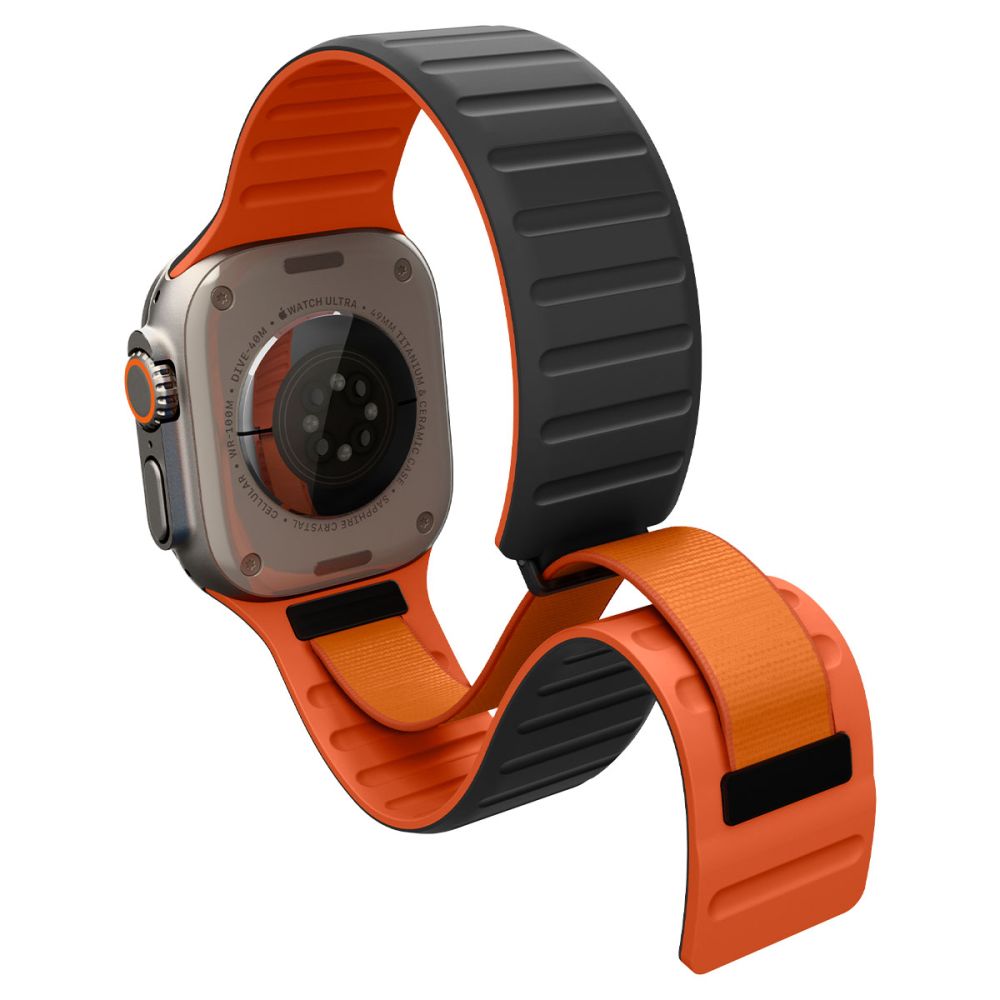 Spigen Athlex Air M remen za Apple Watch 49mm / 46mm / 45mm / 44mm Series, Crno Narančasta AMP11534