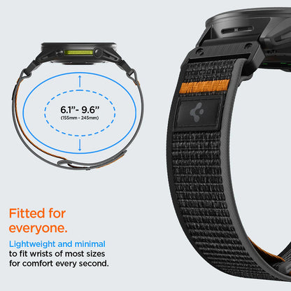 Remen Spigen Athlex Air za Garmin Watch Fenix / Forerunner / Approach Series, 22mm, Crno Narančasta AMP11426