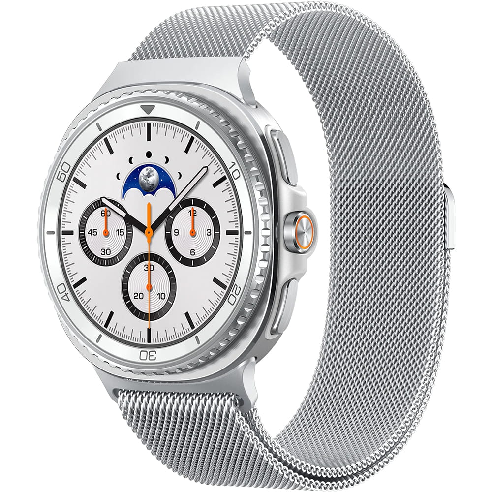 Spigen Metal Fit remen za Samsung Galaxy Watch9 / Watch8 / Watch8 Classic Series, Srebrna AMP10121