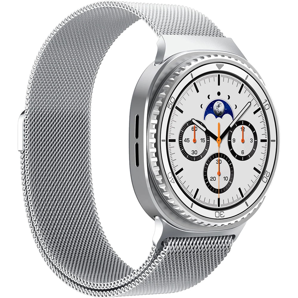 Spigen Metal Fit remen za Samsung Galaxy Watch9 / Watch8 / Watch8 Classic Series, Srebrna AMP10121