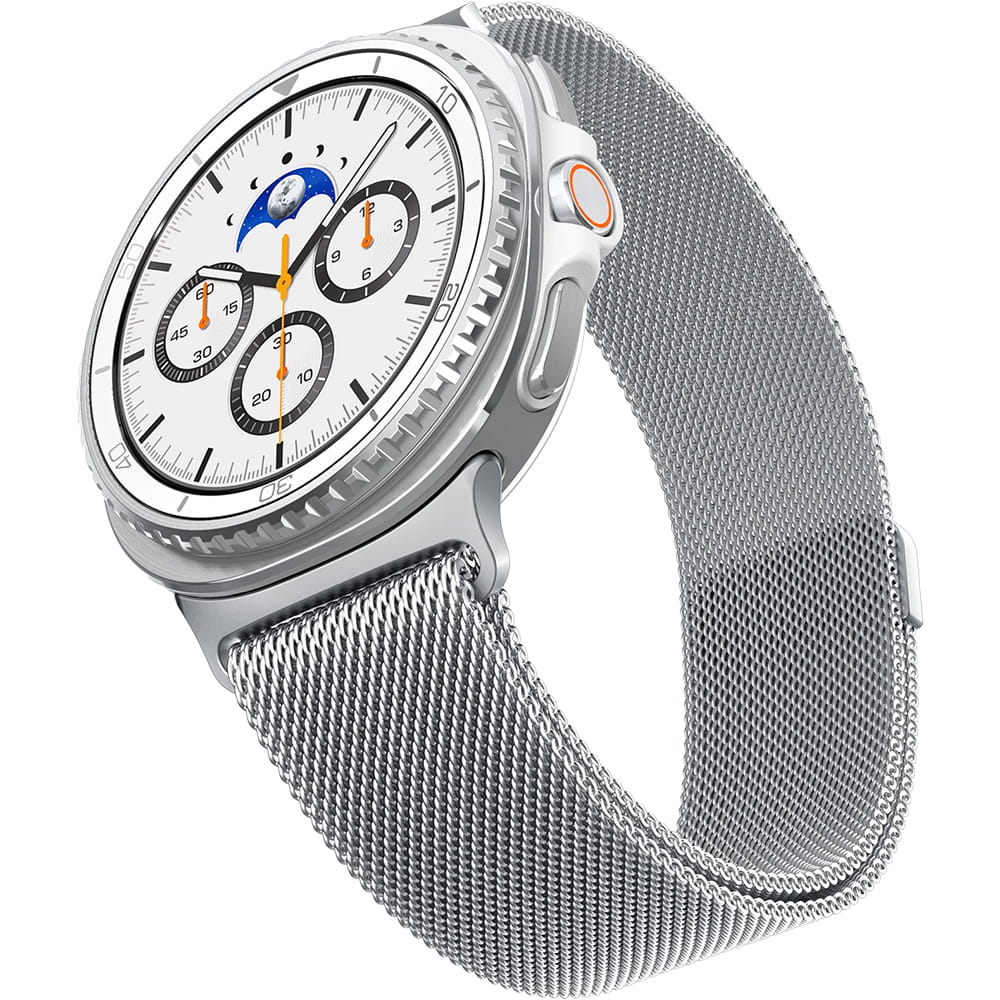 Spigen Metal Fit remen za Samsung Galaxy Watch9 / Watch8 / Watch8 Classic Series, Srebrna AMP10121
