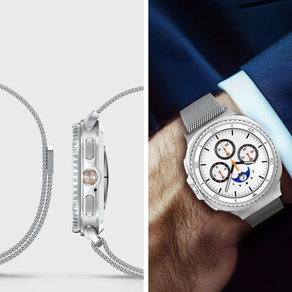 Spigen Metal Fit remen za Samsung Galaxy Watch9 / Watch8 / Watch8 Classic Series, Srebrna AMP10121