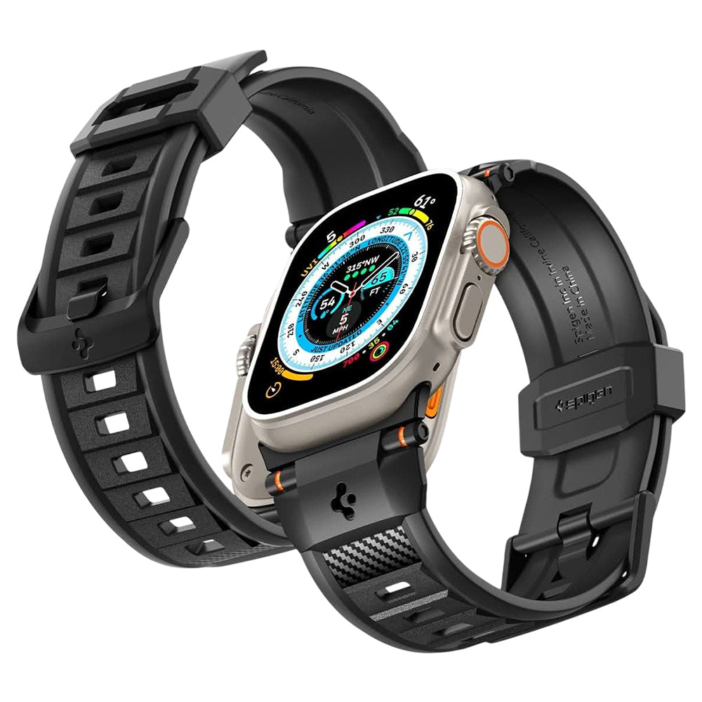 Spigen Rugged remen za Apple Watch 49mm / 46mm / 45mm / 44mm / 42mm Series, Crna AMP07105