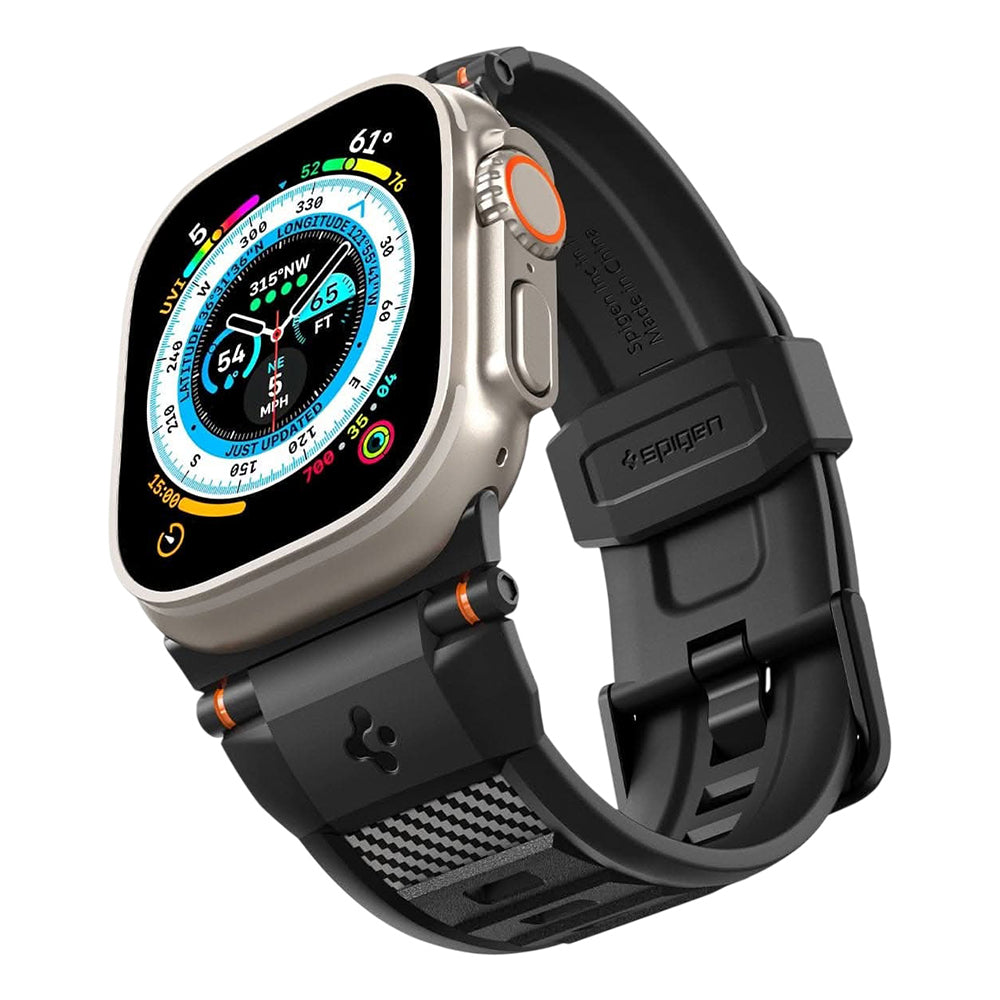 Spigen Rugged remen za Apple Watch 49mm / 46mm / 45mm / 44mm / 42mm Series, Crna AMP07105