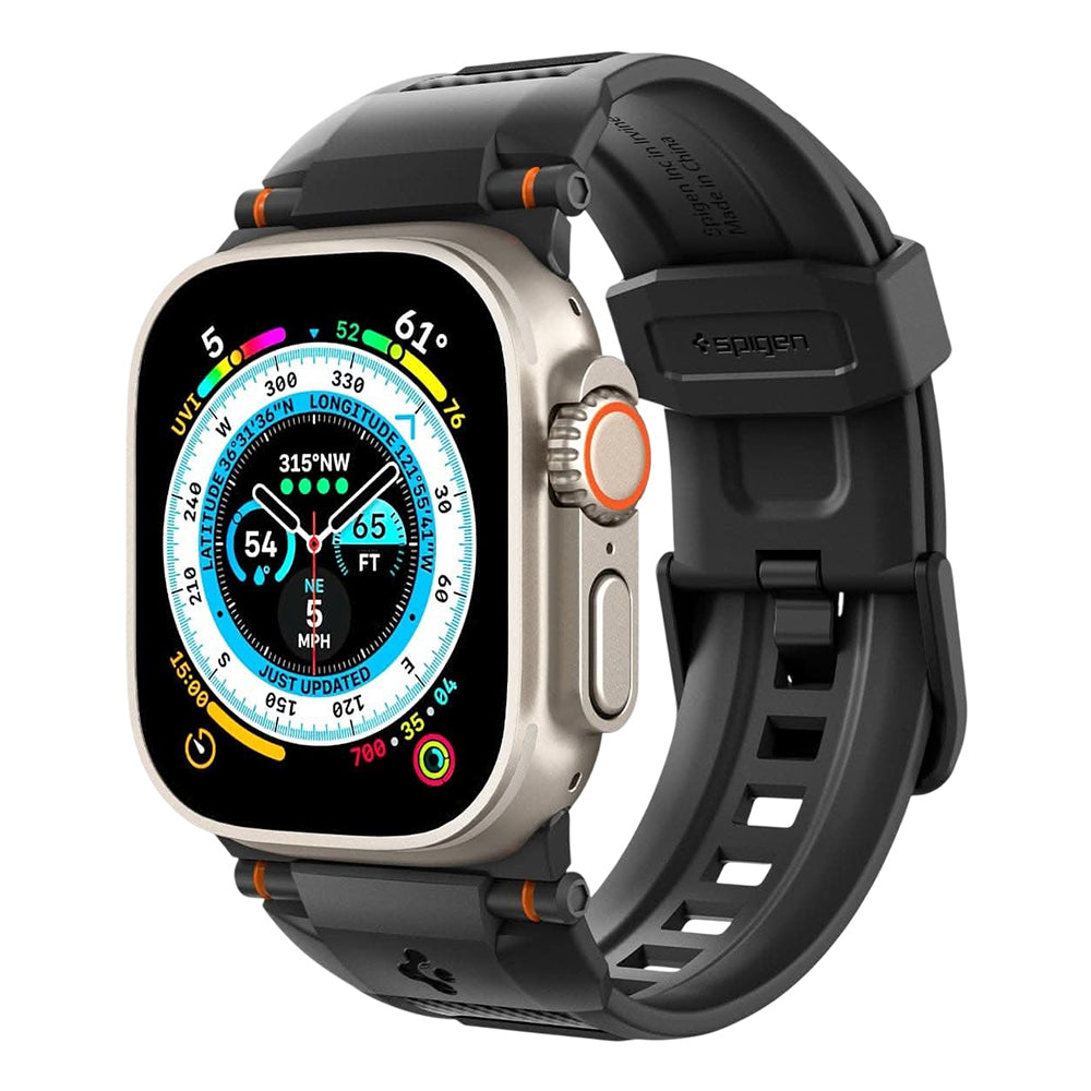 Spigen Rugged remen za Apple Watch 49mm / 46mm / 45mm / 44mm / 42mm Series, Crna AMP07105
