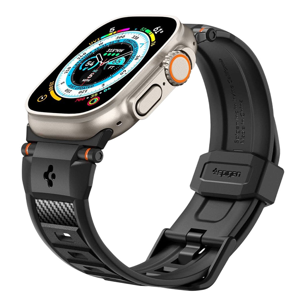 Spigen Rugged remen za Apple Watch 49mm / 46mm / 45mm / 44mm / 42mm Series, Crna AMP07105
