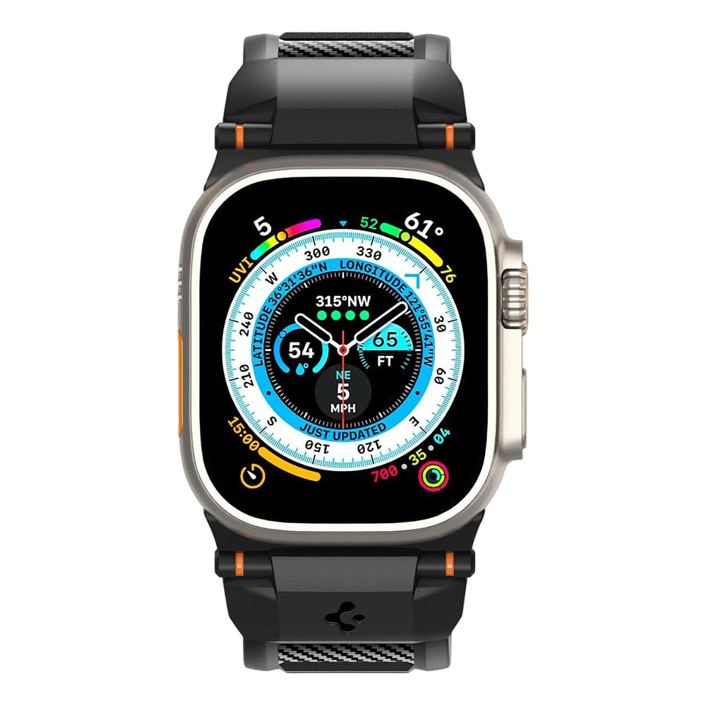 Spigen Rugged remen za Apple Watch 49mm / 46mm / 45mm / 44mm / 42mm Series, Crna AMP07105