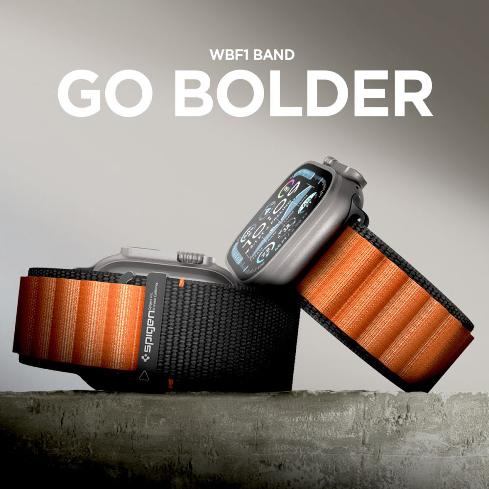 Remen Spigen WBF1 za Apple Watch 49mm / 46mm / 45mm / 44mm seriju, Crno-Narančasti