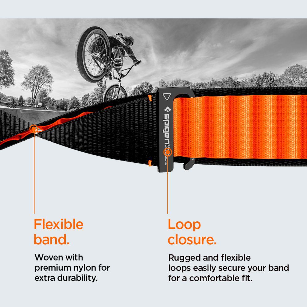 Remen Spigen WBF1 za Apple Watch 49mm / 46mm / 45mm / 44mm seriju, Crno-Narančasti