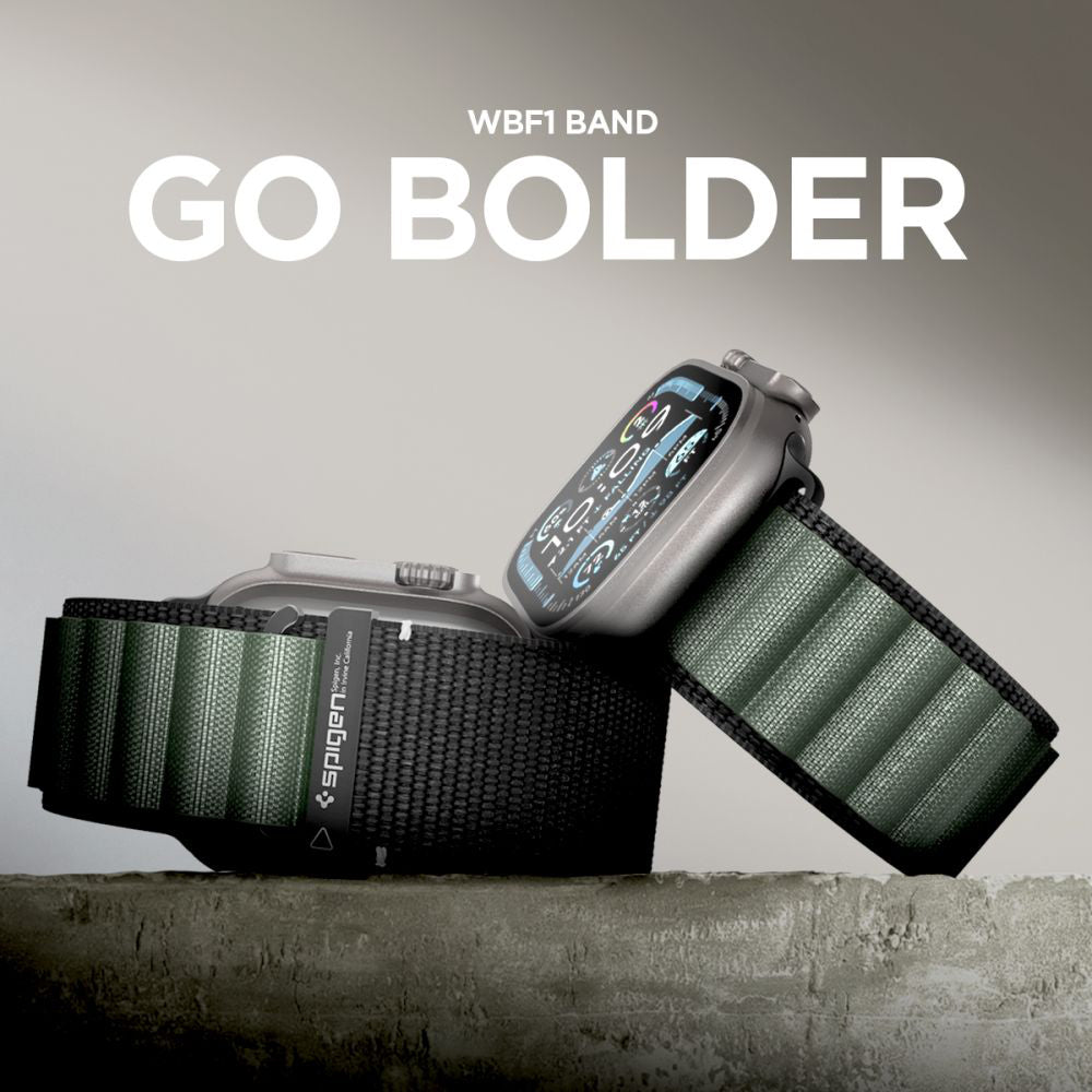 Remen Spigen WBF1 za Apple Watch 49mm / 46mm / 45mm / 44mm serije, Crno Zelen