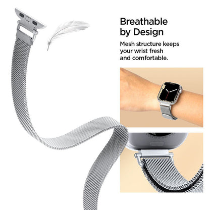 Spigen WBM4 remen za Apple Watch 42mm / 41mm / 40mm Series, Srebrna AMP10498