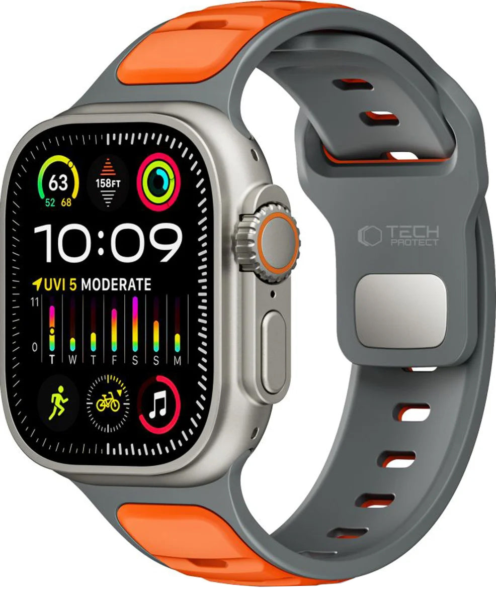 Remen Tech-Protect Iconband Line za Apple Watch 49mm / 46mm / 45mm / 44mm serije, Sivo Narančasta