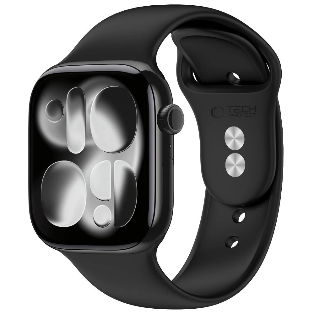 Tech-Protect silikonski remen za Apple Watch 49mm / 46mm / 45mm / 44mm Series, Crna