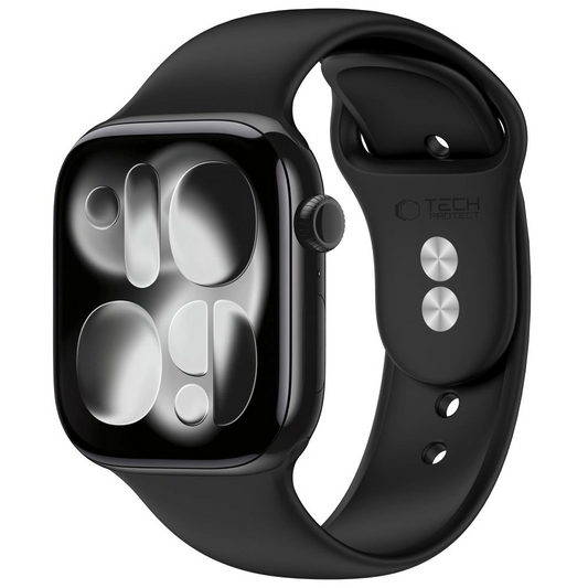 Tech-Protect silikonski remen za Apple Watch 49mm / 46mm / 45mm / 44mm Series, Crna