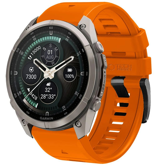 Techsuit silikonski remen za Garmin Fenix 5 / 6 / 6 Pro / 7 / 8 / 8 Pro / E / 9 / 9 Pro, narančasti