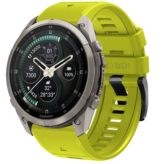 Techsuit silikonski remen za Garmin Fenix 5X / 5X Plus / 6X / 6X Pro / 7X / 8 / 8 Pro / 9 / 9 Pro, zeleni
