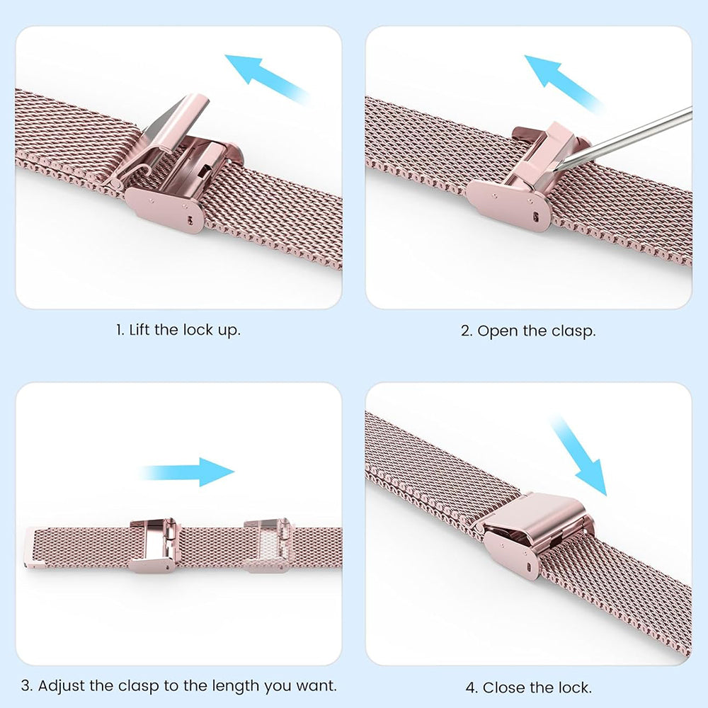 Remen Techsuit W022 za Xiaomi Smart Band 9 / 8, 15mm, Zlatno Roza