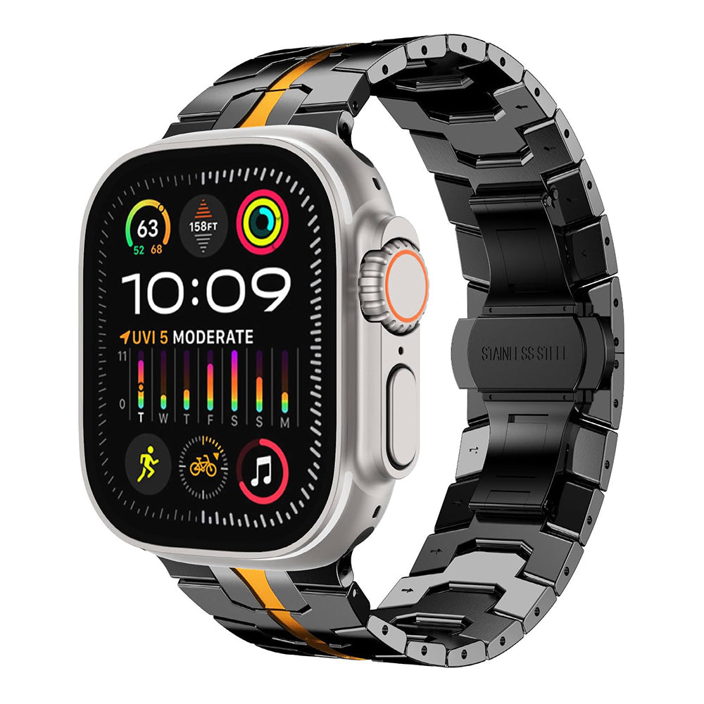 Remen Techsuit W063 za Apple Watch 49mm / 46mm / 45mm / 44mm / 42mm serije, Crno-Narančasti
