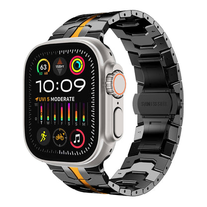 Remen Techsuit W063 za Apple Watch 49mm / 46mm / 45mm / 44mm / 42mm serije, Crno-Narančasti