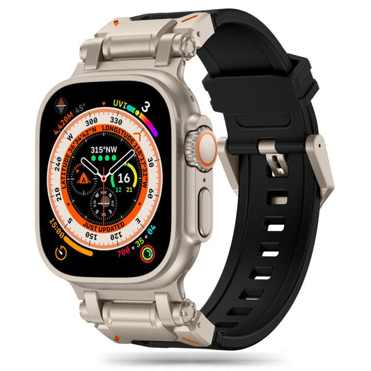 Techsuit W064 remen za Apple Watch 49mm / 46mm / 45mm / 44mm / 42mm serije, Crno Srebrni