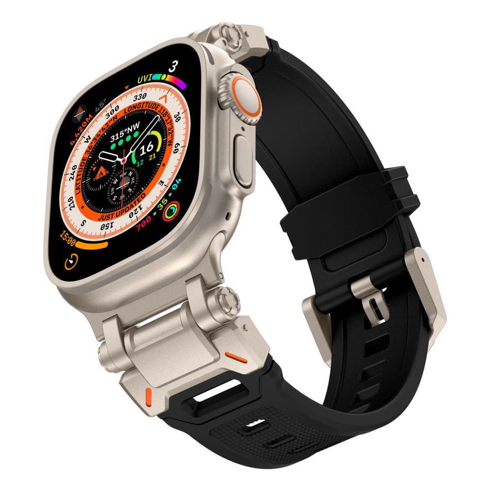 Techsuit W064 remen za Apple Watch 49mm / 46mm / 45mm / 44mm / 42mm serije, Crno Srebrni