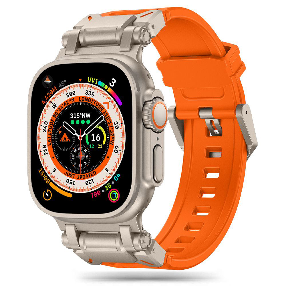 Remen Techsuit W064 za Apple Watch 49mm / 46mm / 45mm / 44mm / 42mm serije, Srebrno Narančasti