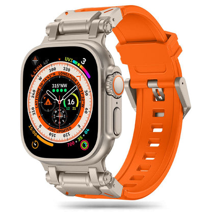 Remen Techsuit W064 za Apple Watch 49mm / 46mm / 45mm / 44mm / 42mm serije, Srebrno Narančasti