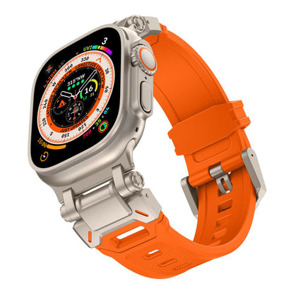 Remen Techsuit W064 za Apple Watch 49mm / 46mm / 45mm / 44mm / 42mm serije, Srebrno Narančasti