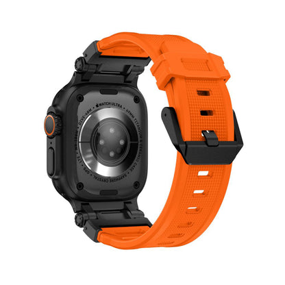 Techsuit W064 remen za Apple Watch 49mm / 46mm / 45mm / 44mm / 42mm serije, Crno-narančasti