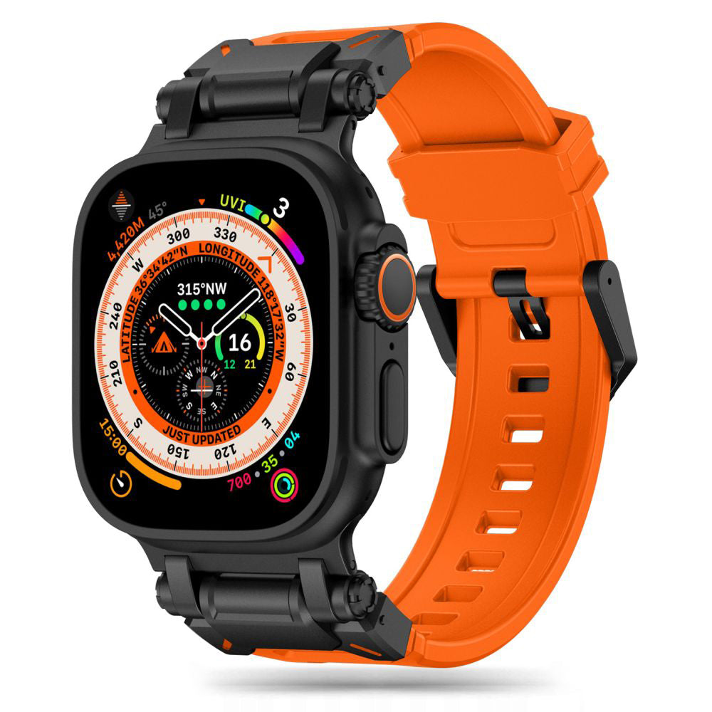 Techsuit W064 remen za Apple Watch 49mm / 46mm / 45mm / 44mm / 42mm serije, Crno-narančasti