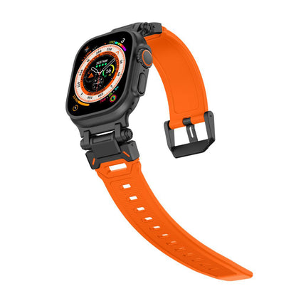 Techsuit W064 remen za Apple Watch 49mm / 46mm / 45mm / 44mm / 42mm serije, Crno-narančasti