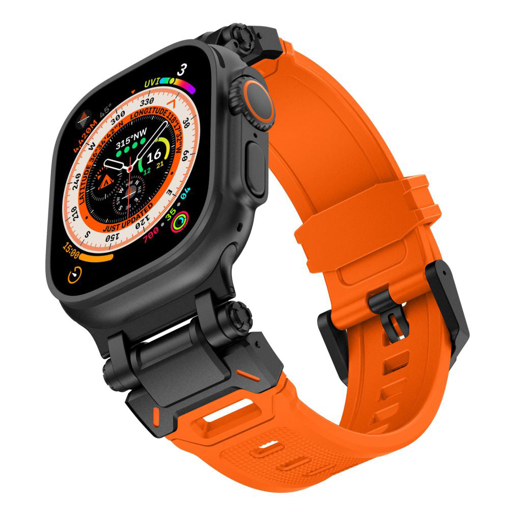 Techsuit W064 remen za Apple Watch 49mm / 46mm / 45mm / 44mm / 42mm serije, Crno-narančasti