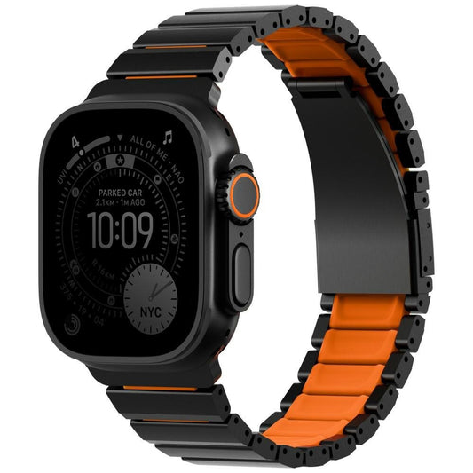 Remen UNIQ Strova Flex za Apple Watch 49mm / 46mm / 45mm / 44mm / 42mm Series, Crno Narančasta