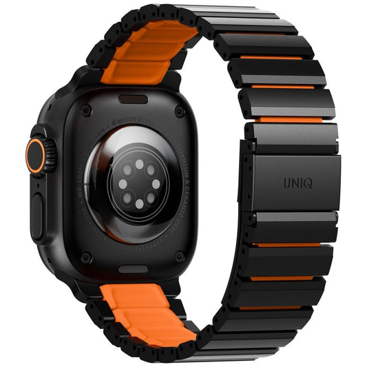 Remen UNIQ Strova Flex za Apple Watch 49mm / 46mm / 45mm / 44mm / 42mm Series, Crno Narančasta